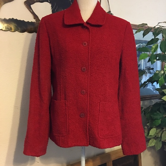 Charter Club red textured wool blend jacket 10 - Picture 1 of 7
